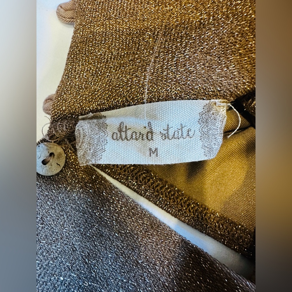 Altar'd State Metallic Gold Dress with Slit - Picture 3 of 6